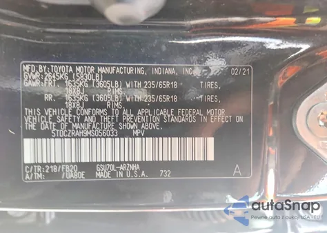 2021 Toyota Highlander L from USA, damaged, VIN 5TDCZRAH9MS056033